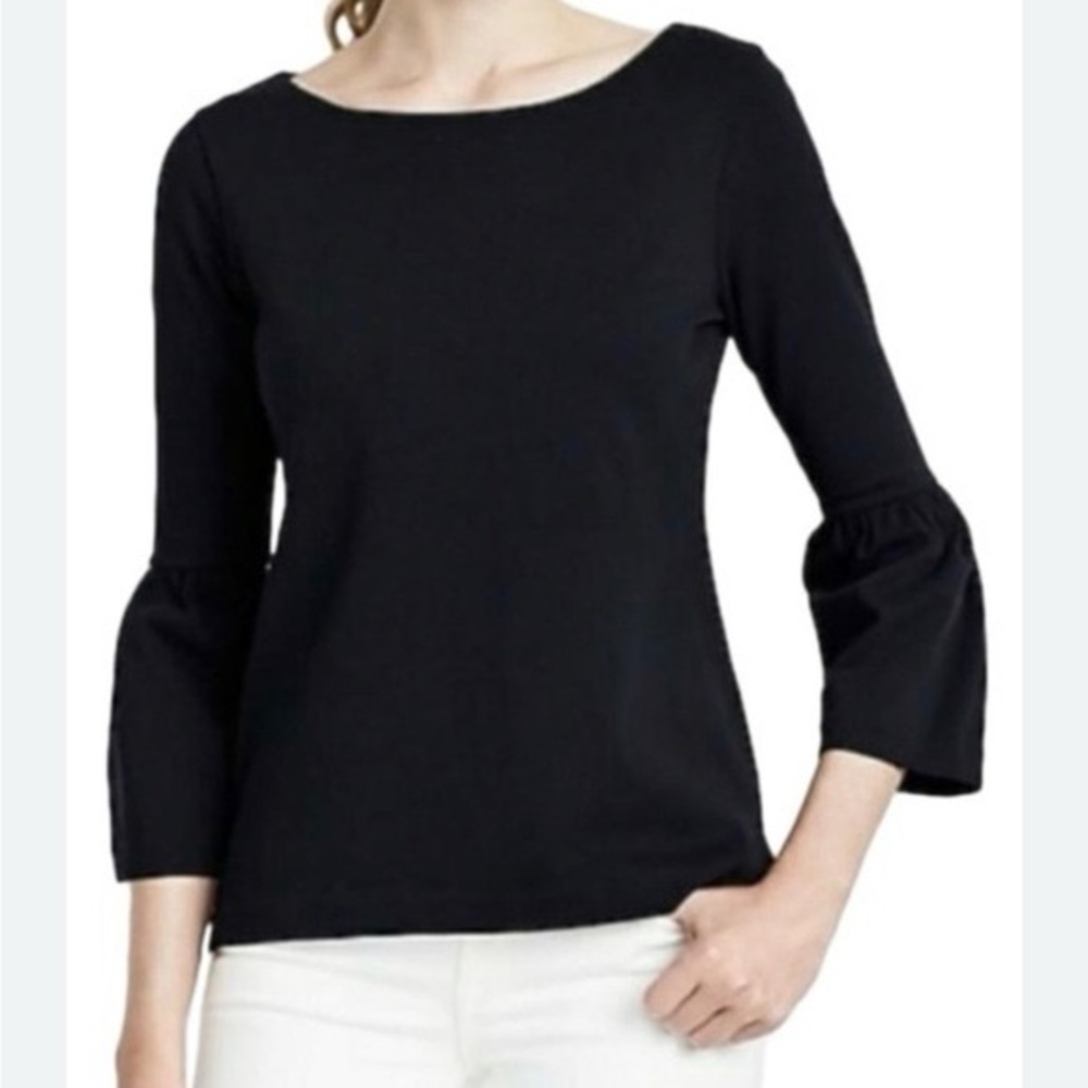 J. Crew Factory Bell Sleeve Top, Black, Size M